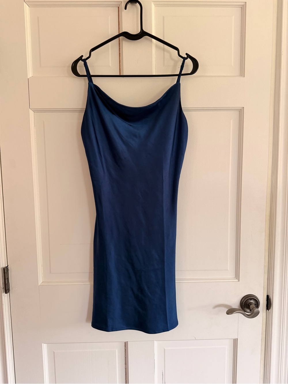 Amazon Navy Blue Satin Slip Mini Dress